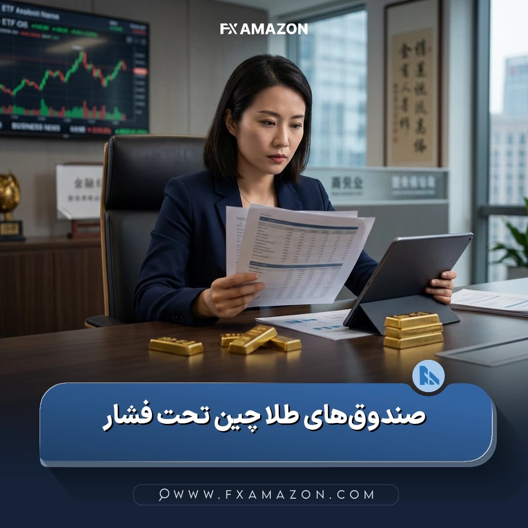 نمایی مرتبط با بازار طلا و صندوقهای ETF که به افت عملکرد ETFهای طلای چین در ماه ژوئن اشاره دارد