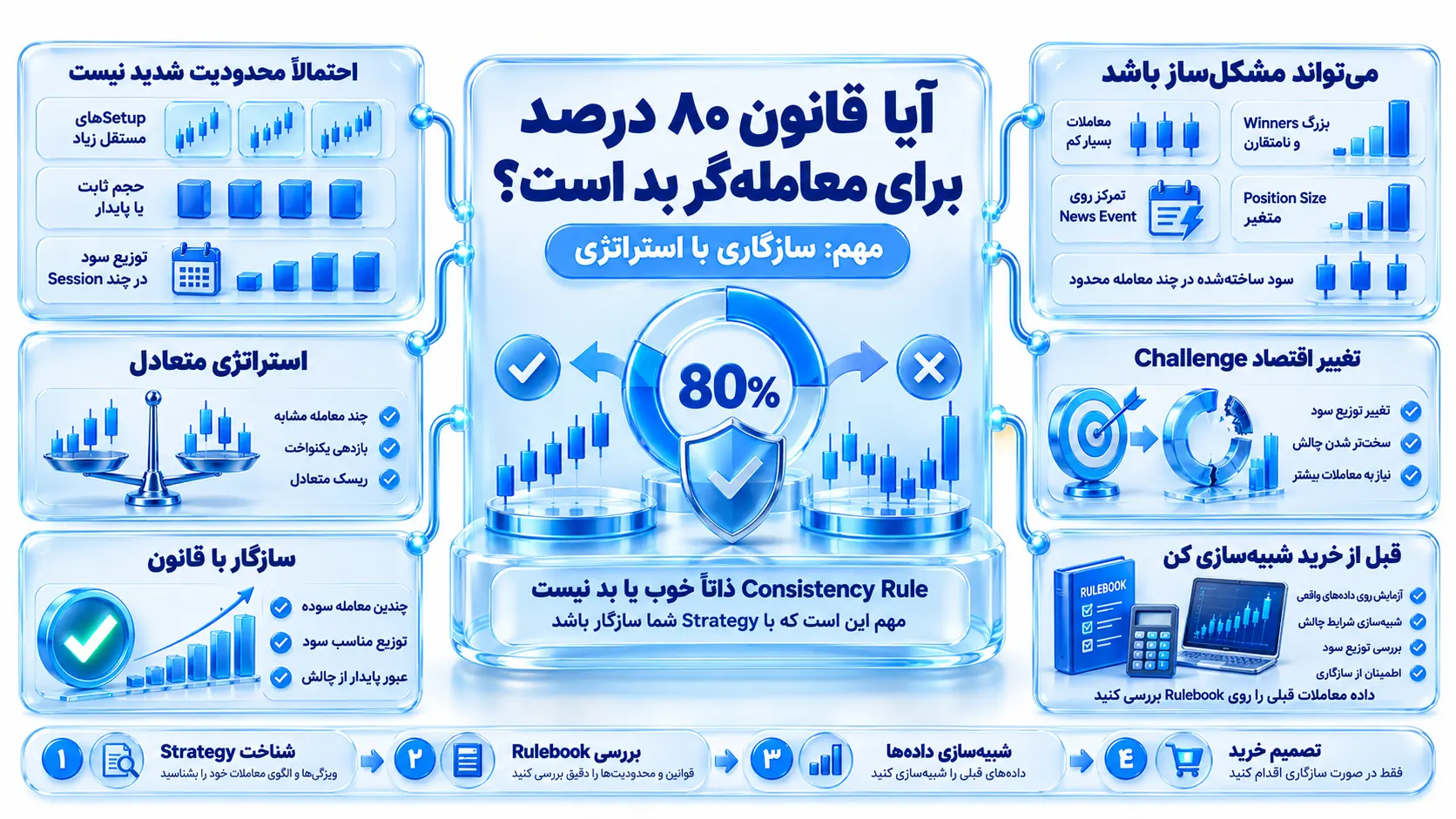 اینفوگرافیک آیا قانون ۸۰ درصد برای معامله‌گر بد است؟ در چارچوب قوانین پراپ